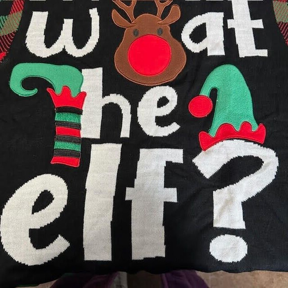 You Look Ugly Today Christmas Sweater What The Elf Reindeer Funny Ugly Xmas Sz L - Picture 4 of 7